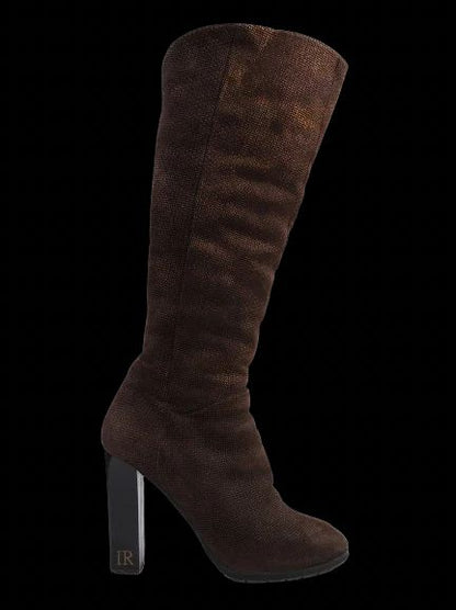 Excellent Renzoni Orange Leather Knee-High Boots Size 38