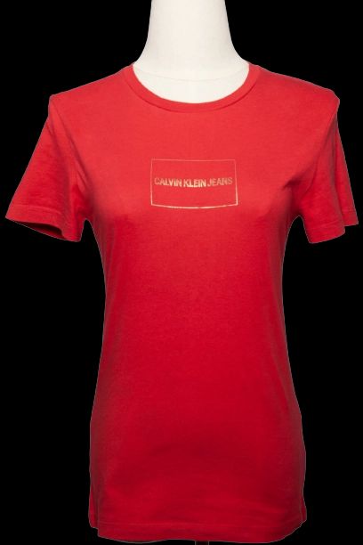 Good Condition Calvin Klein Red Cotton T-Shirt Size XS Women