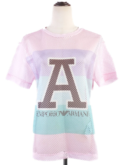 Excellent Emporio Armani Pink Cotton Mesh T-Shirt Size M
