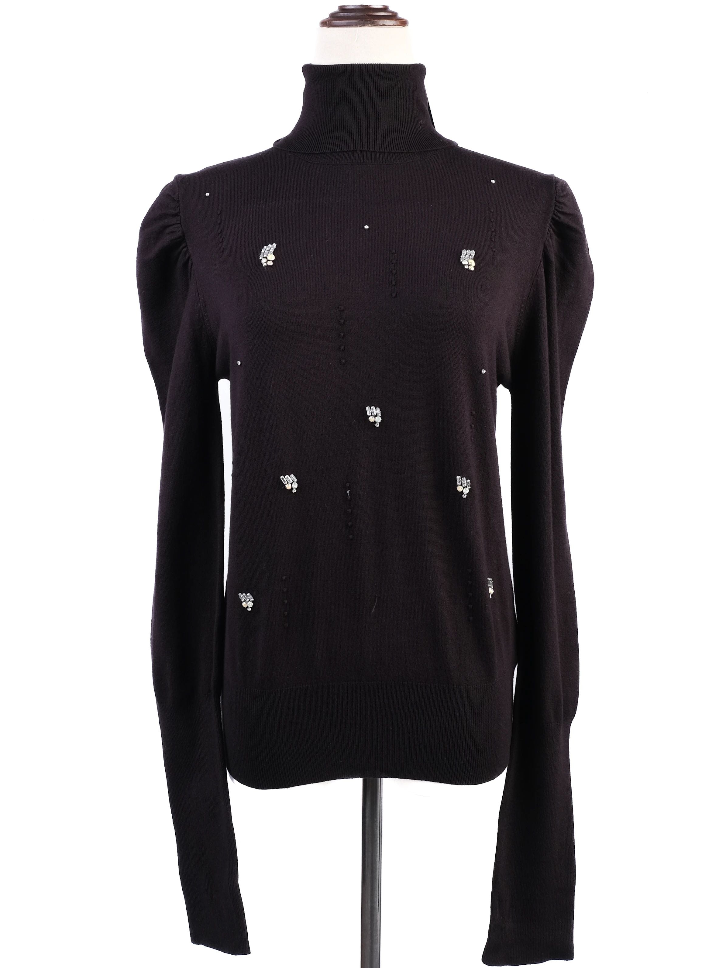 NEW Liu Jo Black Turtleneck Sweater Size L with Embellishments