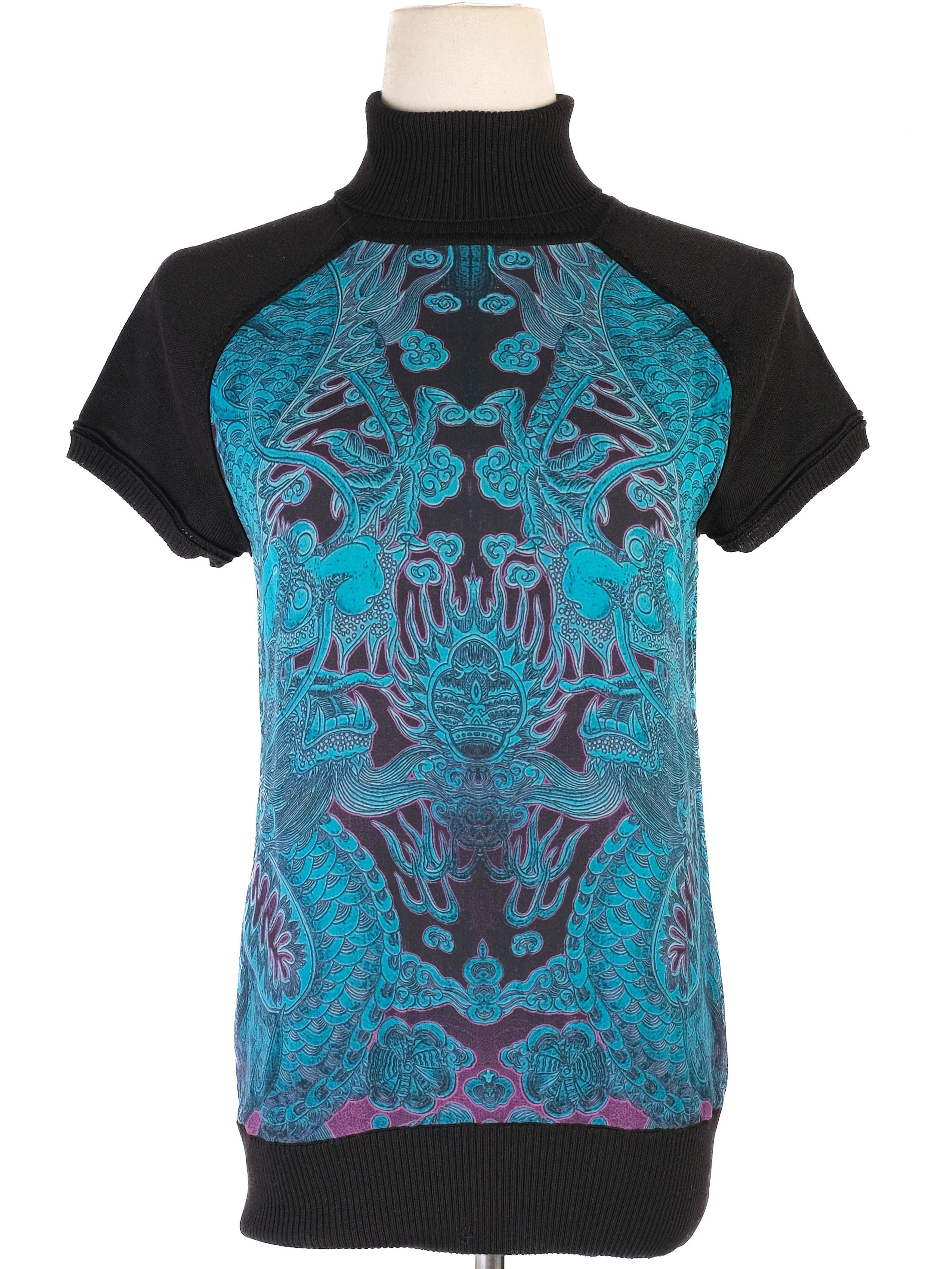 Excellent Roberto Cavalli Black Wool Turtleneck Sweater Size S