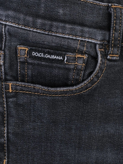 Excellent Dolce Gabbana Black Cotton Jeans Size 10 for Kids