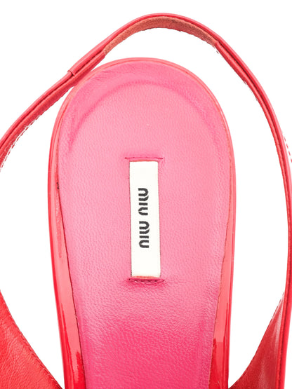 Excellent Miu Miu Red Patent Leather Slingback Heels Size 40