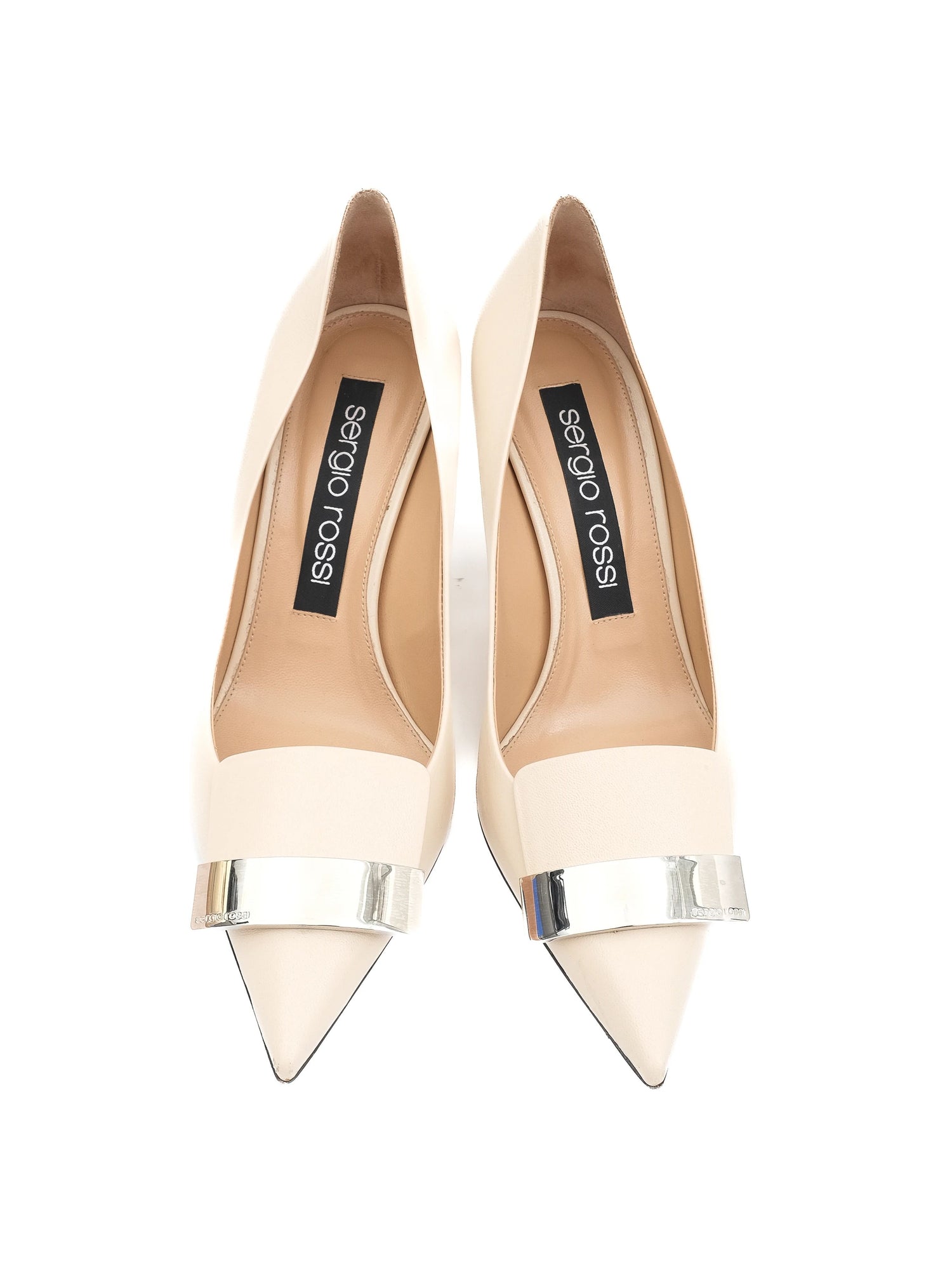 Sergio Rossi Orange Leather High-Heeled Pumps Size 39 Excellent