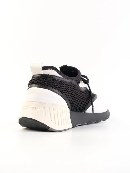 Excellent Sergio Rossi Sneakers Black and White Leather Size 39