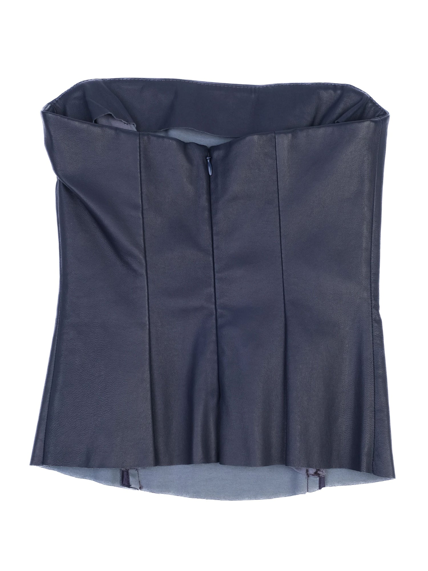 NEW By Malene Birger Strapless Navy Blue Leather Top