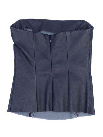 NEW By Malene Birger Strapless Navy Blue Leather Top