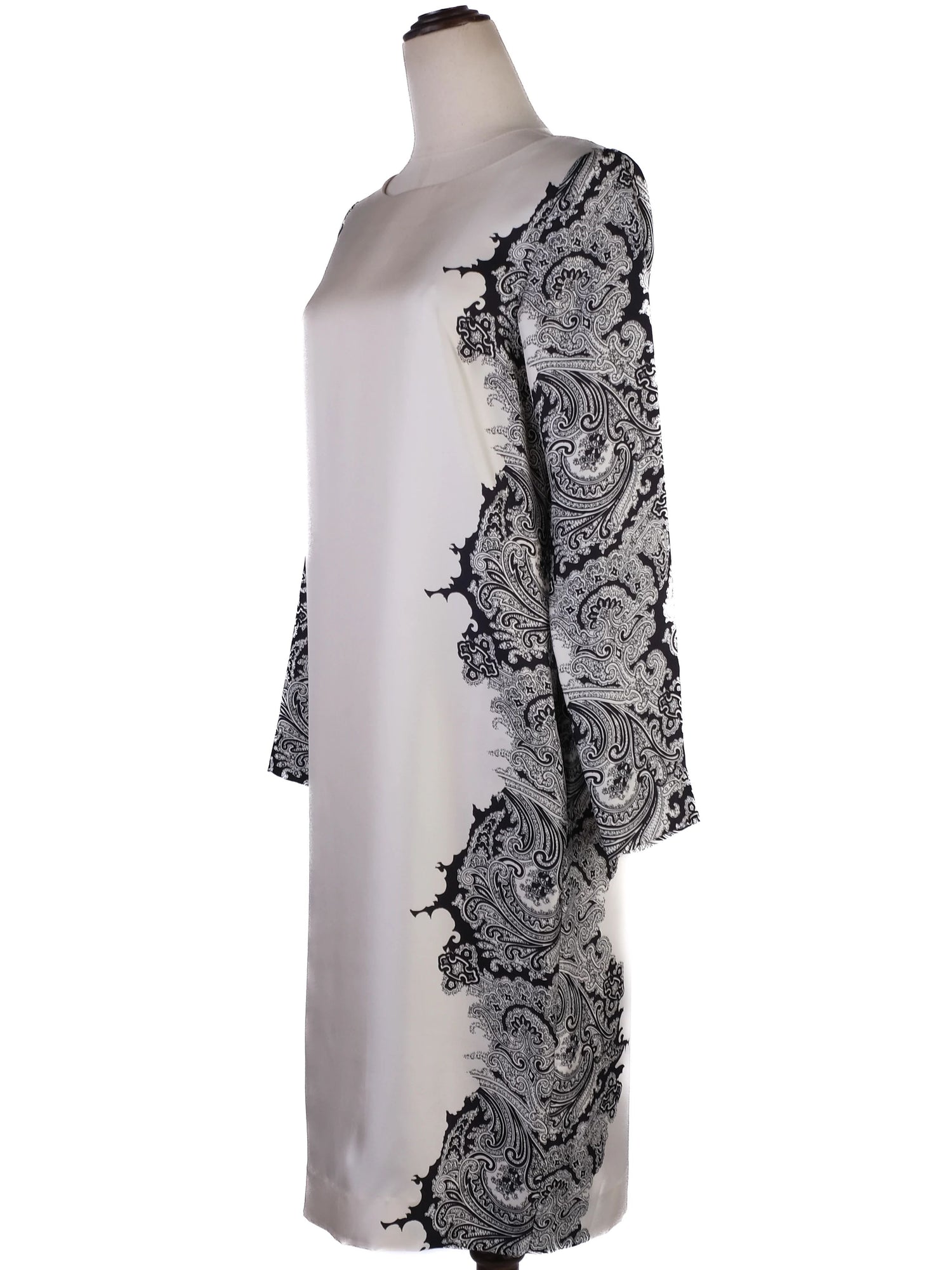 NEW By Malene Birger Silk Dress XS Black White Paisley Pattern