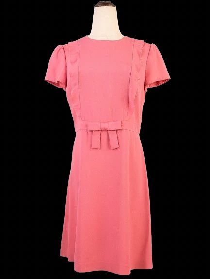 Excellent Valentino Pink A-Line Dress with Ruffle Details Size L