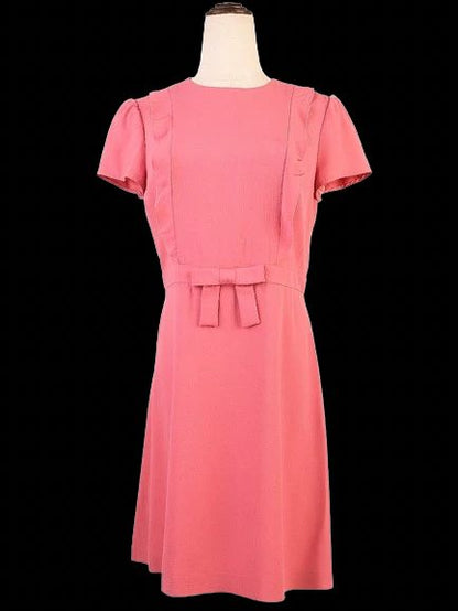 Excellent Valentino Pink A-Line Dress with Ruffle Details Size L