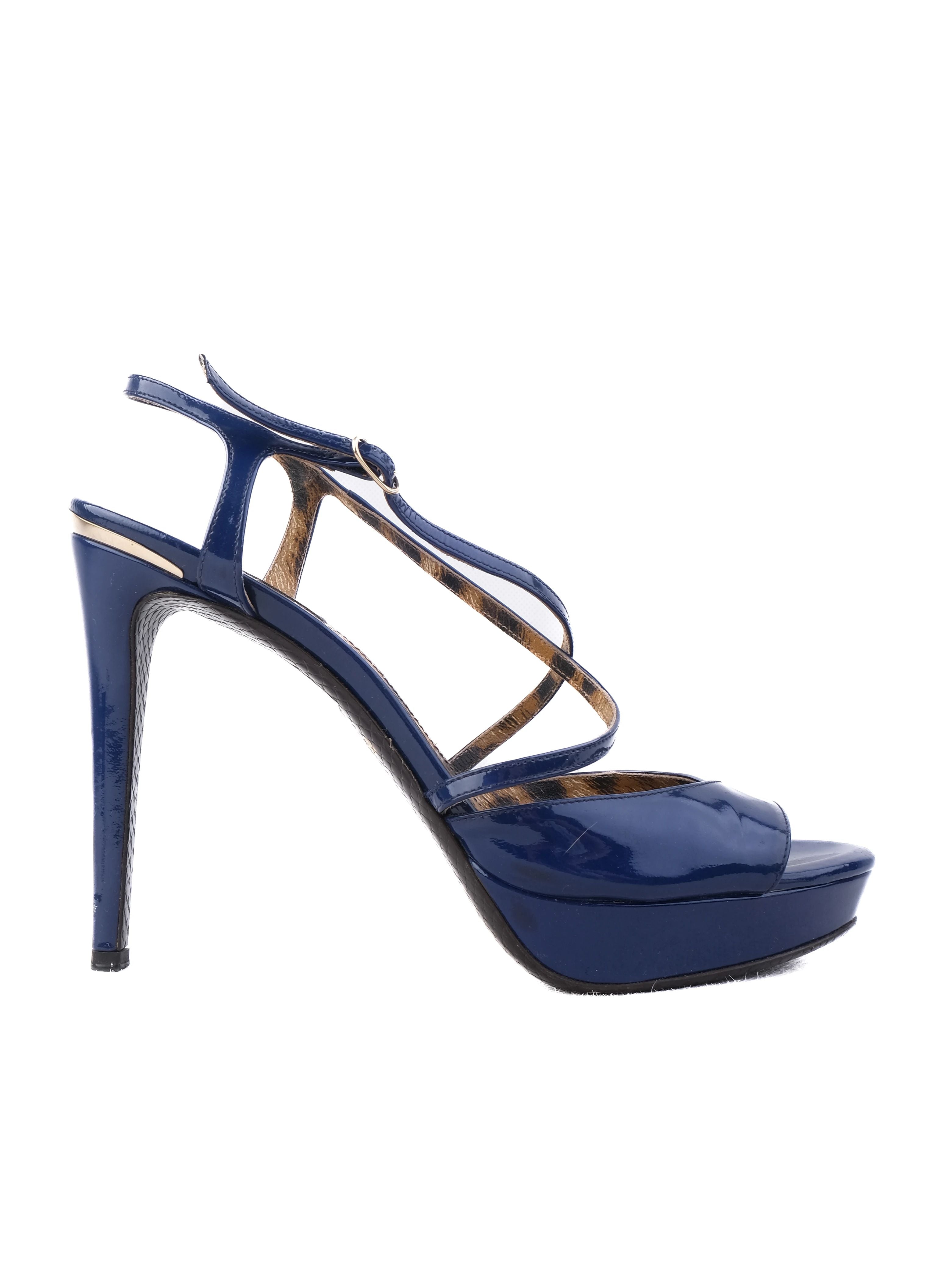 Excellent Roberto Cavalli Blue Leather High-Heeled Sandals Size 40
