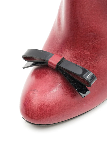 Excellent Nina Ricci Red Leather Heeled Ankle Boots Size 37.5