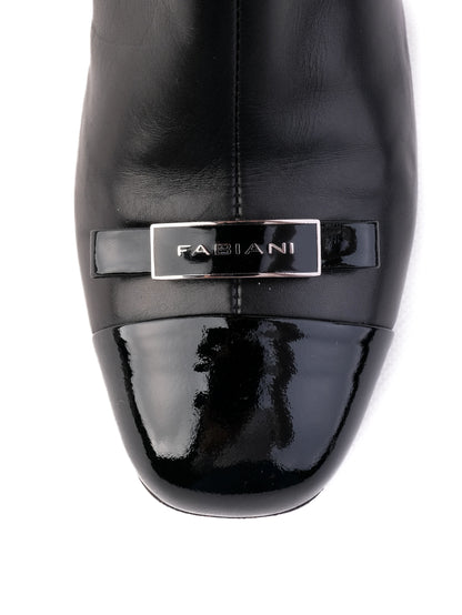 Excellent Giovanni Fabiani Black Leather Knee-High Boots with Block Heel