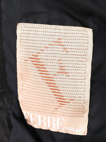 Excellent Ferre Black Wool Jacket Size XS with Zipper Details