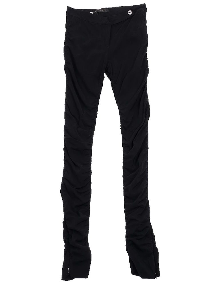Excellent Pinko Black Ruched Pants Size XS Polyester Women&