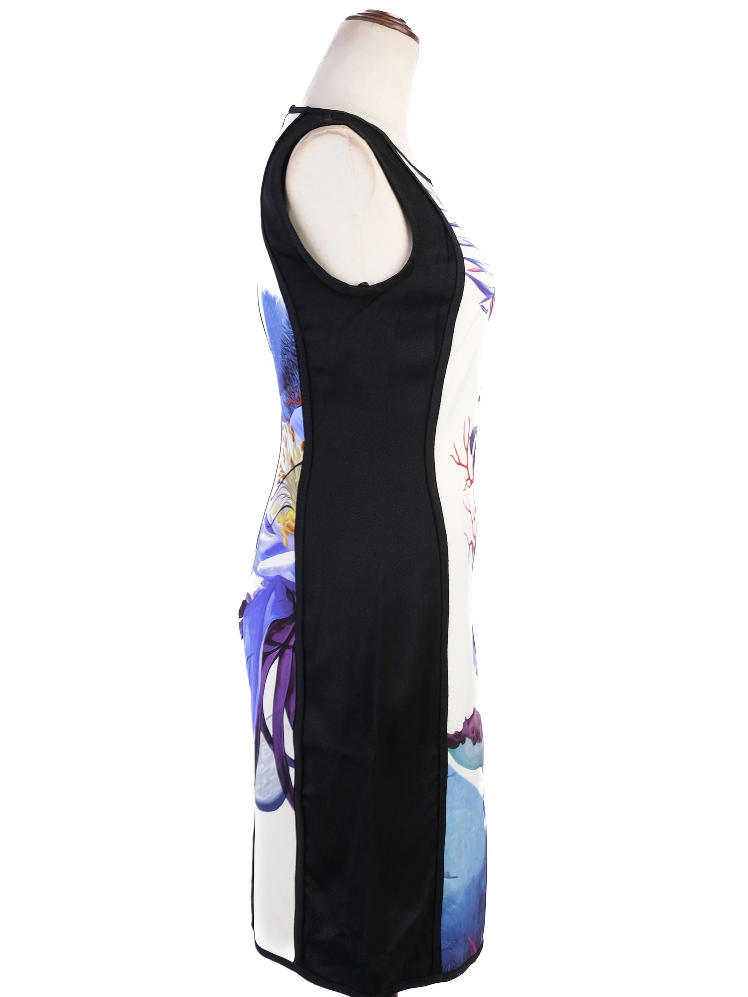 Excellent Roberto Cavalli Bodycon Dress M Floral Design Nylon