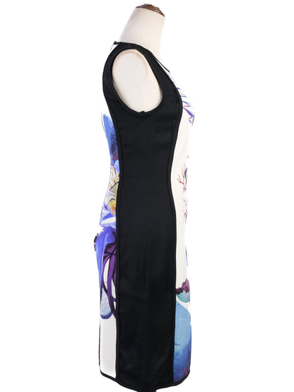 Excellent Roberto Cavalli Bodycon Dress M Floral Design Nylon