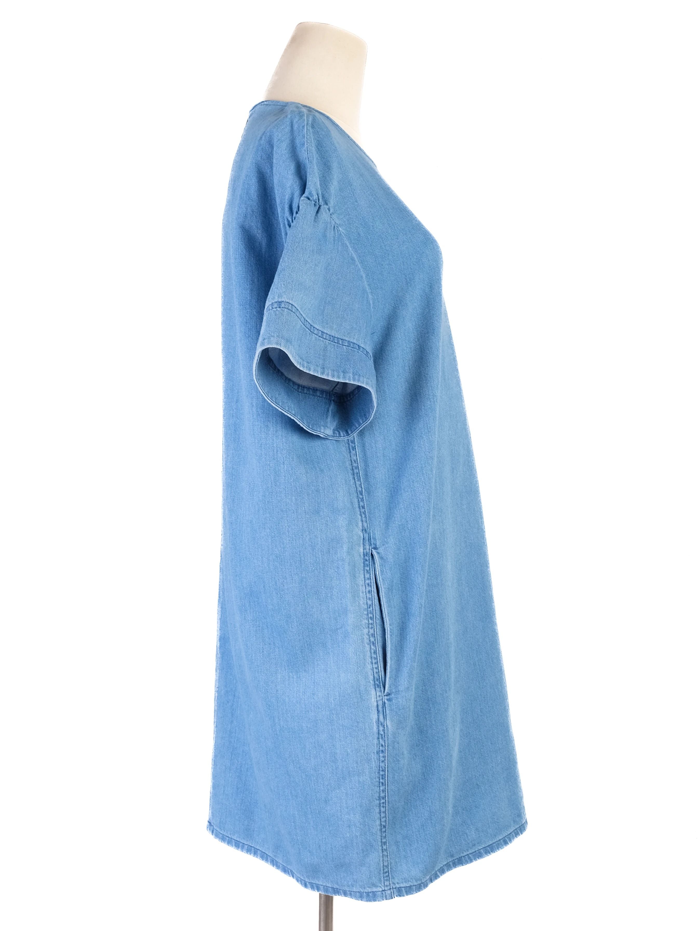 Excellent Cos Light Blue Denim Dress Size L Cotton Natural