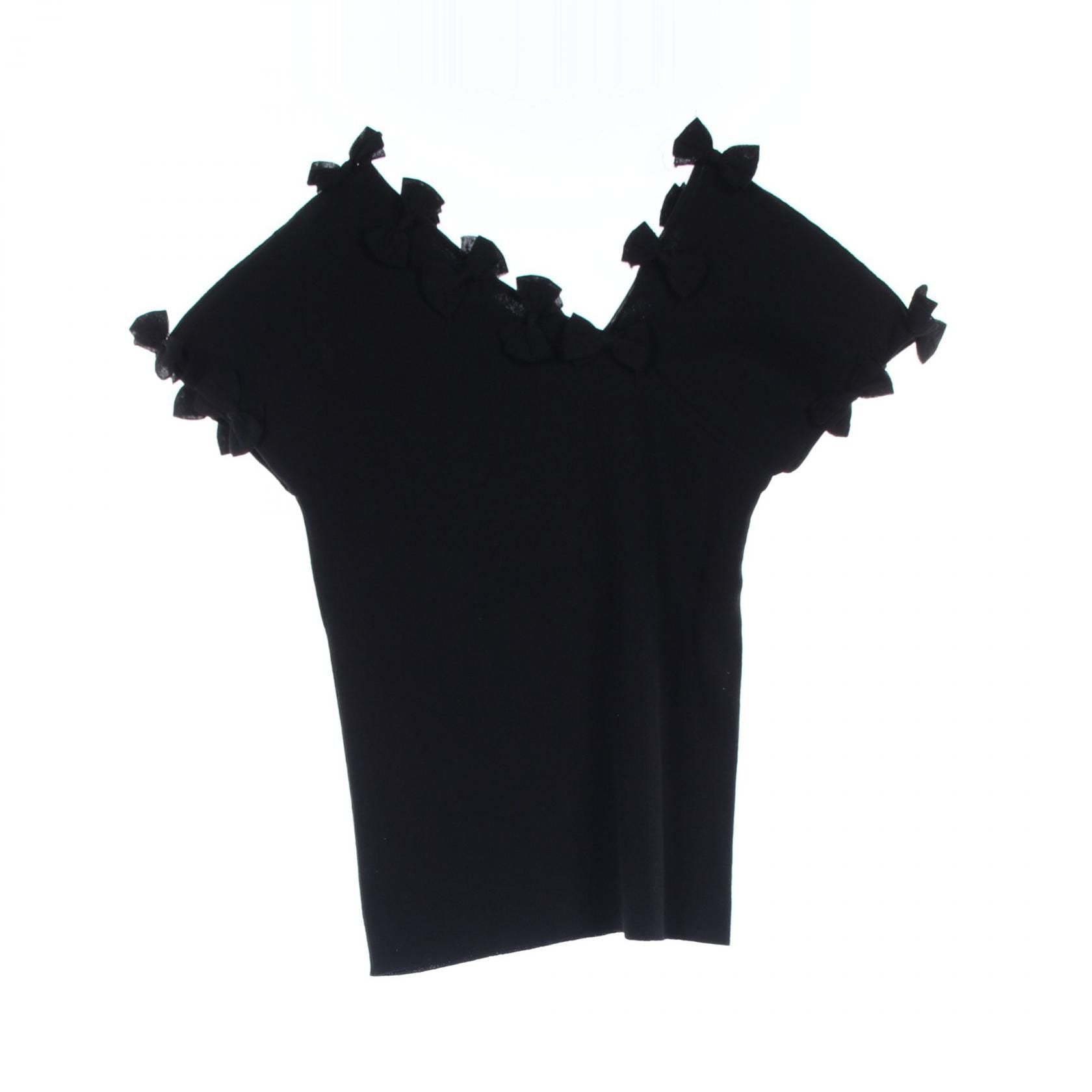 Chanel Black T-shirt Cotton Nylon P 35209k 02068