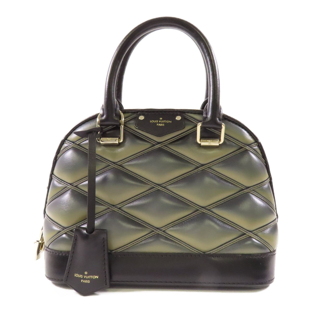 Louis Vuitton Cowhide Leather Alma Bb Handmade Bag Gray Black Handbag M 23576