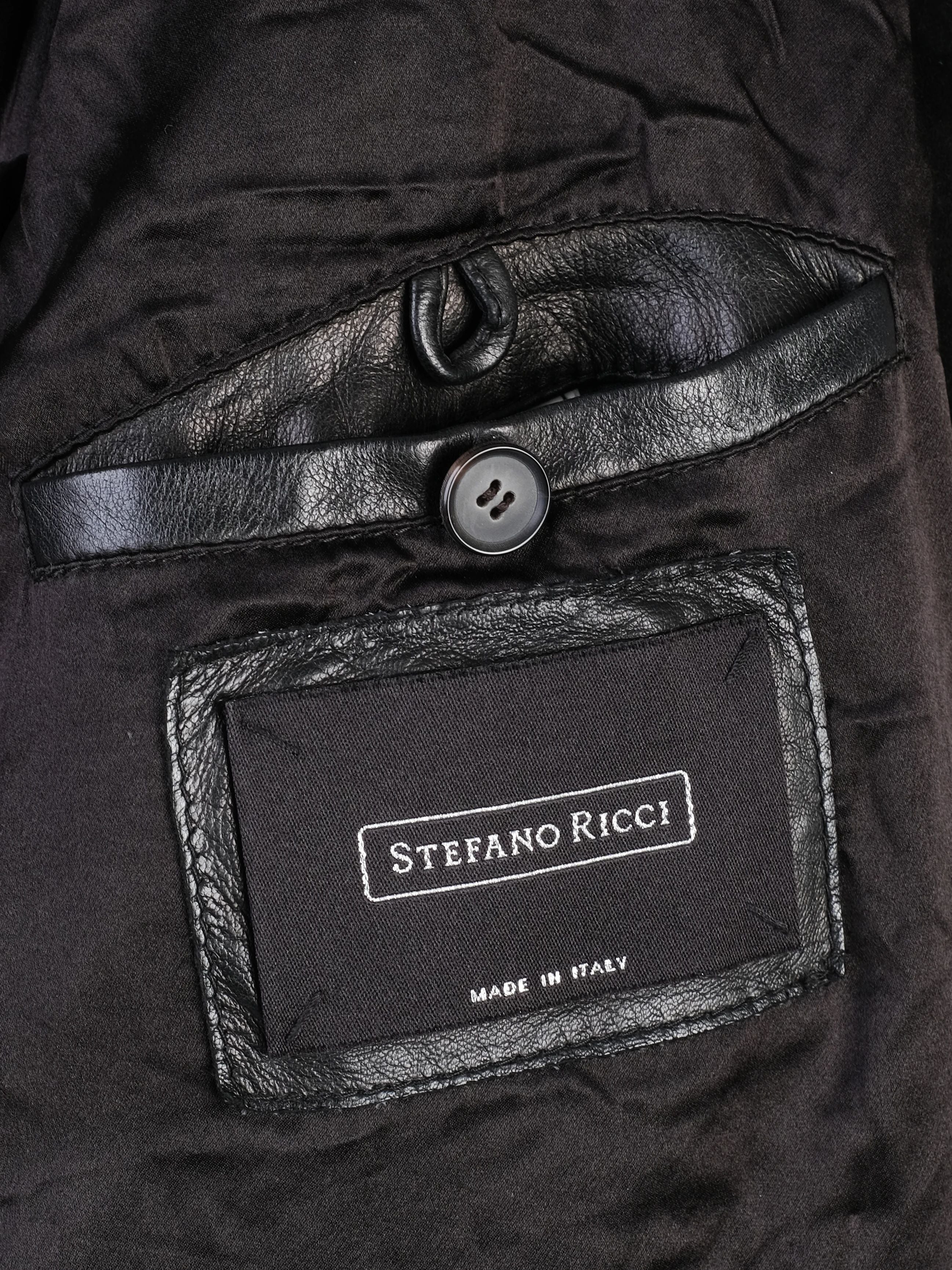 Excellent Stefano Ricci Black Leather Blazer Size XXL
