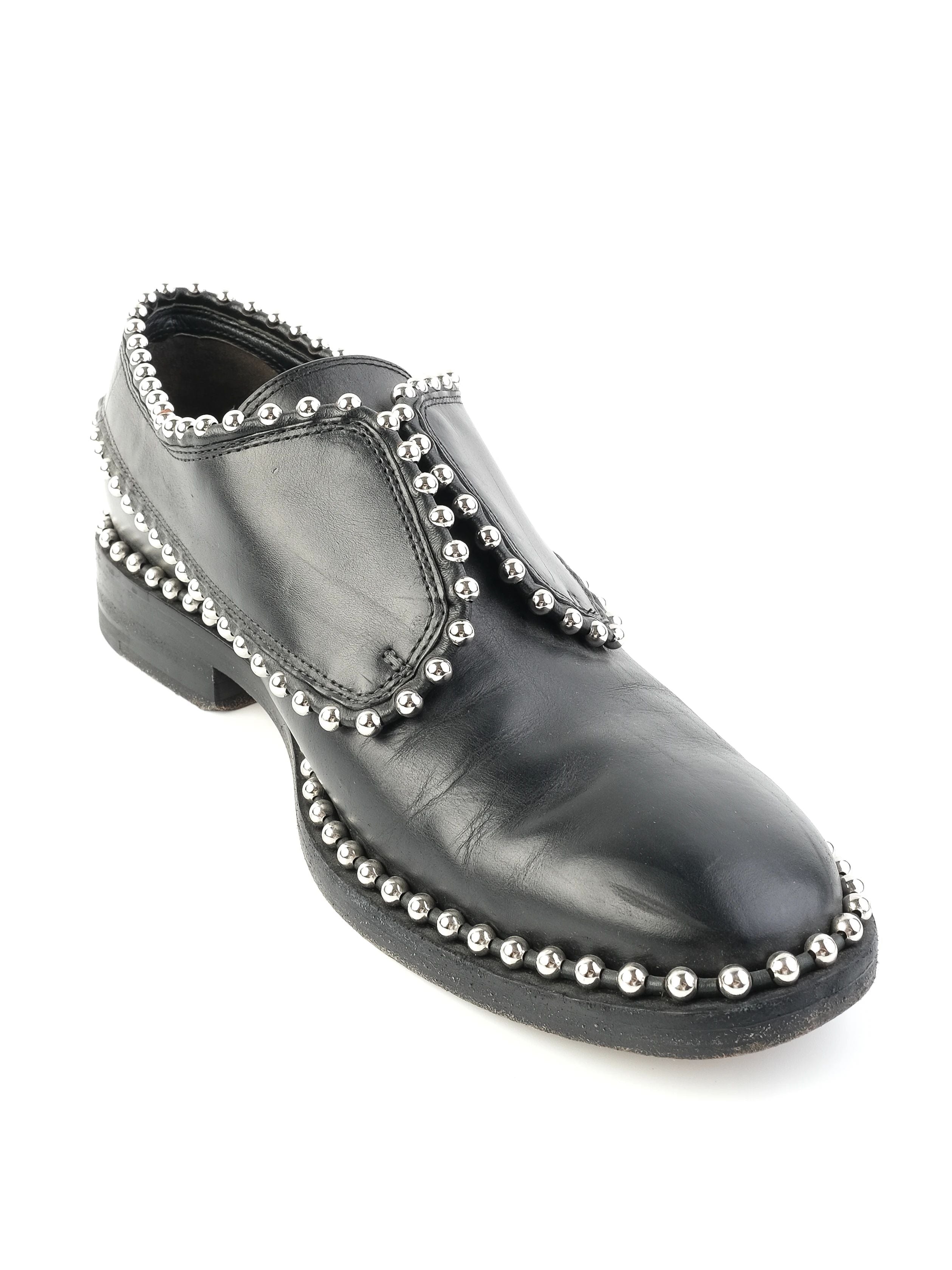 Excellent Alexander Wang Black Leather Shoes Size 39 with Silver Studs