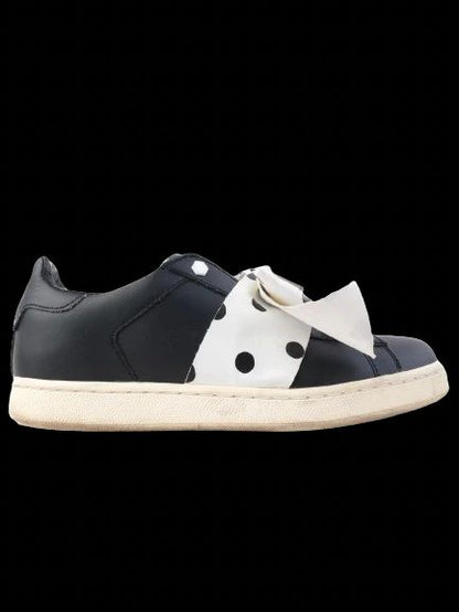 Excellent Moa Black Leather Sneakers with Bow Size 37