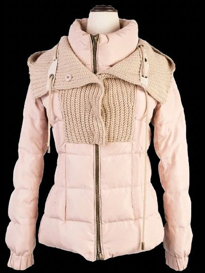Excellent Tory Burch White Puffer Jacket Size S with Knit Overlay