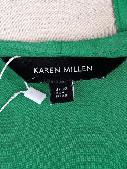Average Condition Karen Millen Green Silk Wrap Dress Size M