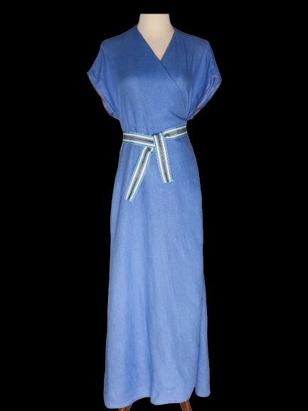 Good Altea Blue Wrap Dress XS Lightweight V-Neck Style