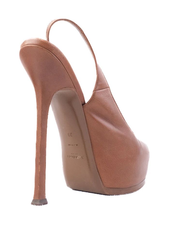 Excellent Yves Saint Laurent Orange Leather High-Heeled Shoes Size 39