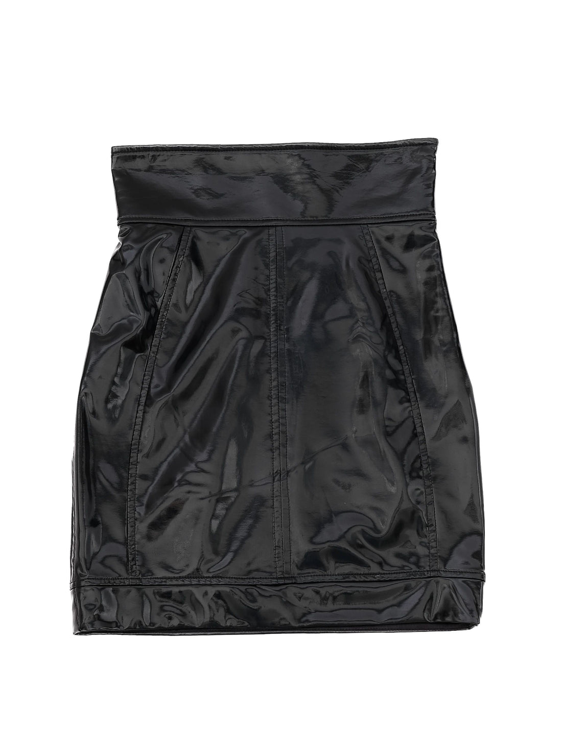 Excellent Elisabetta Franchi Black Skirt Size M Faux Leather Made in Italy