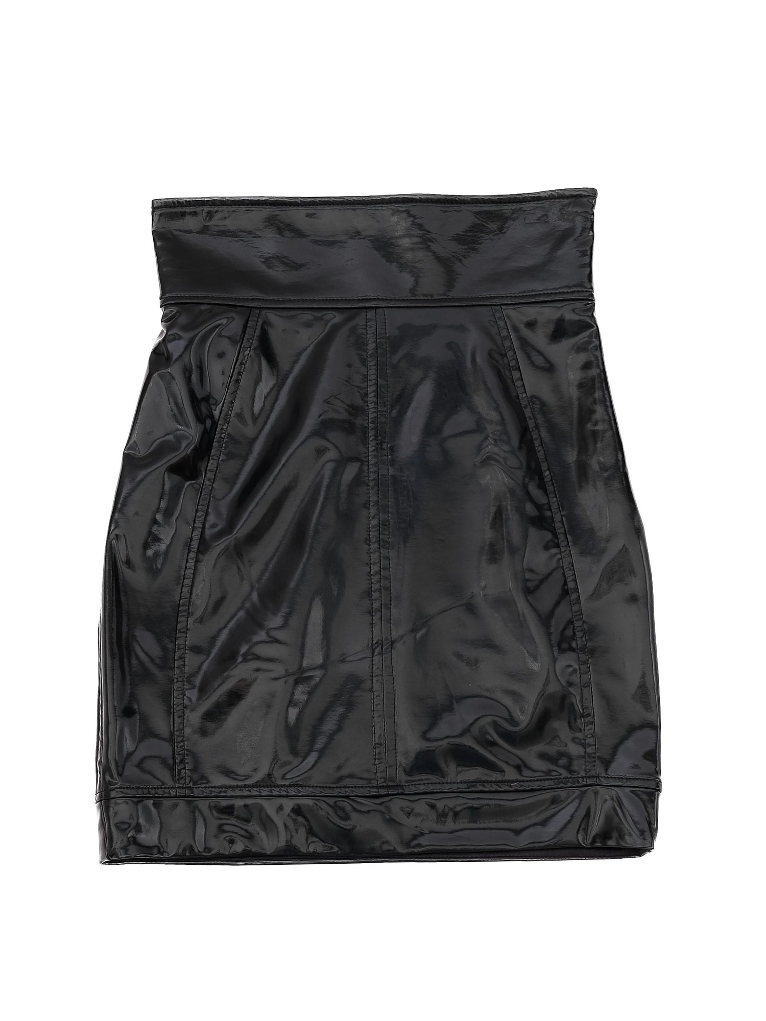 Excellent Elisabetta Franchi Black Skirt Size M Faux Leather Made in Italy