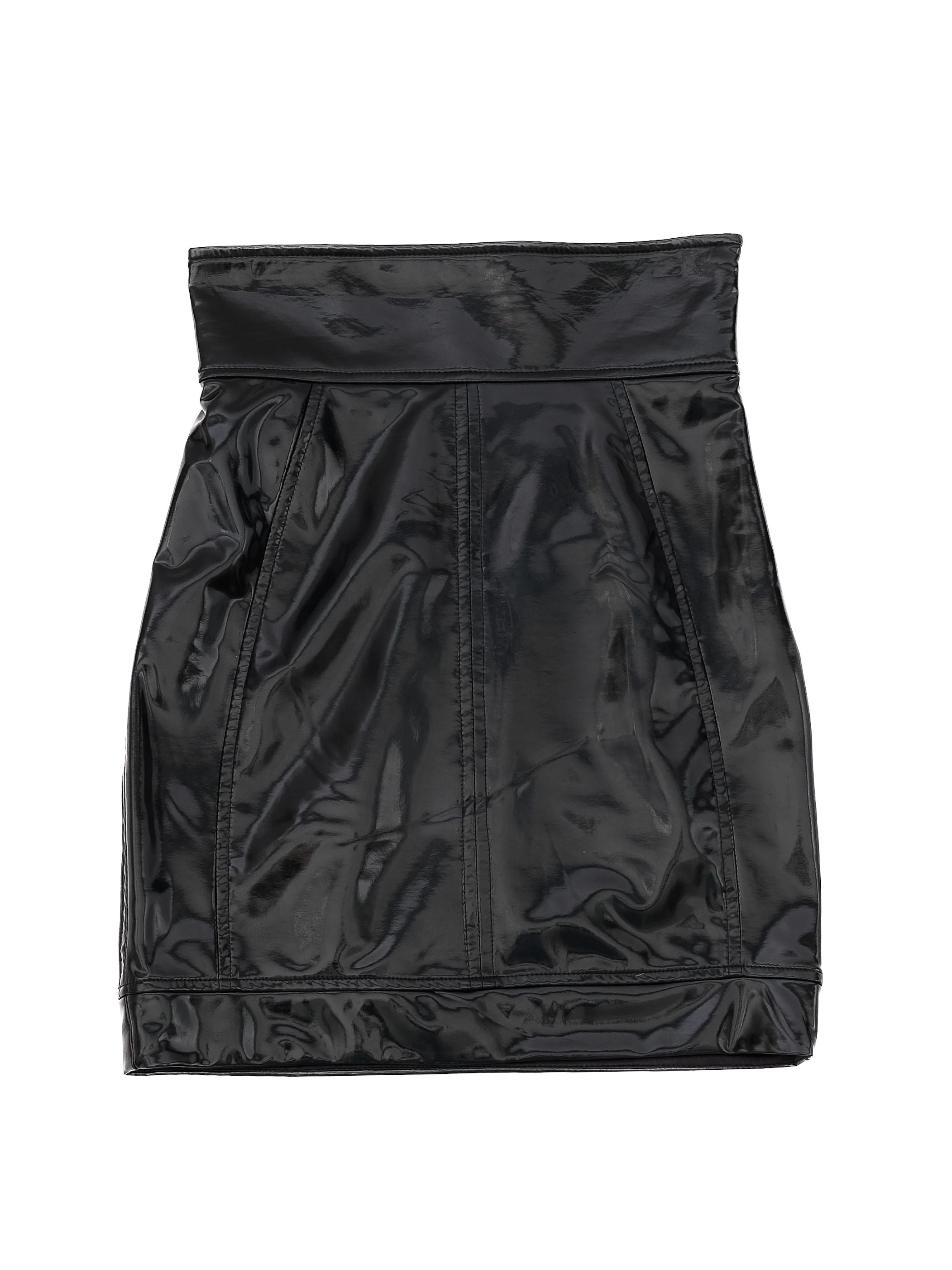 Excellent Elisabetta Franchi Black Skirt Size M Faux Leather Made in Italy