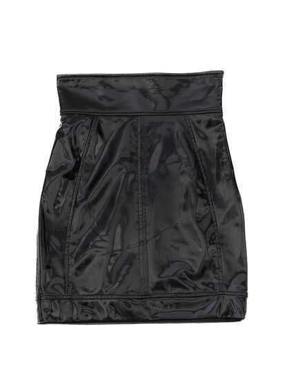 Excellent Elisabetta Franchi Black Skirt Size M Faux Leather Made in Italy