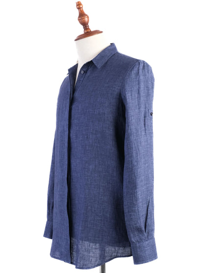 Excellent Loro Piana Blue Long Sleeve Button-Up Shirt Size M