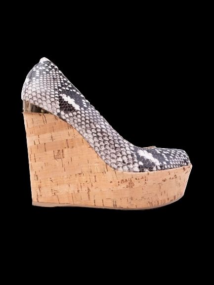 Excellent R&amp;Renzi Wedge-Heeled Shoes Leather Size 36 Snakeskin
