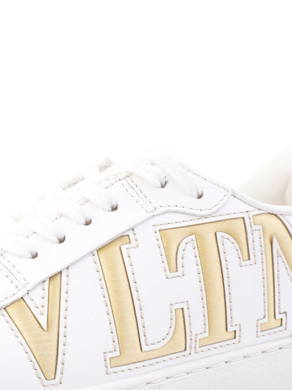 Excellent Valentino White Leather Sneakers Size 36 with Gold Accents