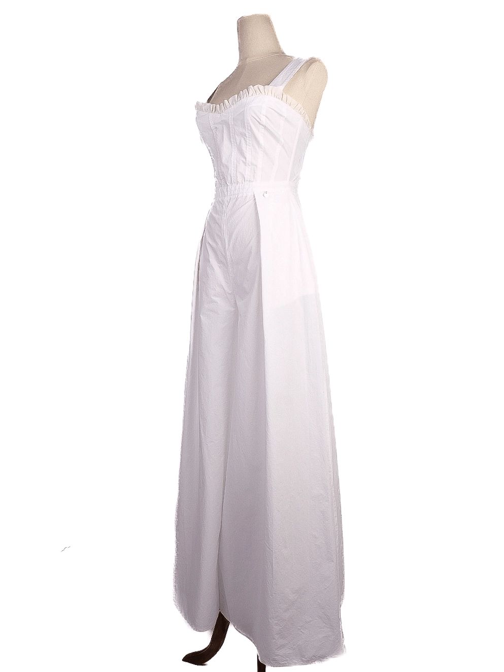 Perfect Elisabetta Franchi White Ruffled Jumpsuit Size 40