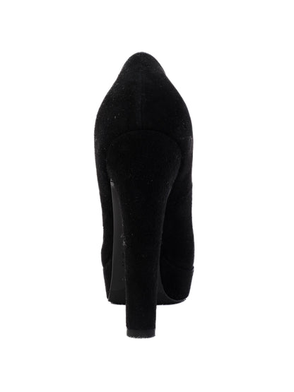 R&amp;Renzi Black Genuine Suede High-Heeled Shoes Size 38