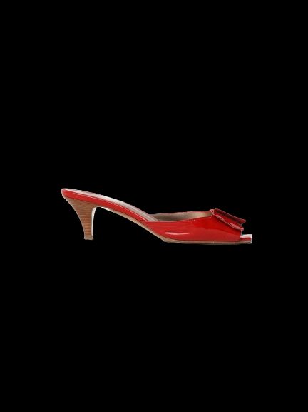 Good Condition Lella Baldi Red Leather High-Heeled Mules Size 37