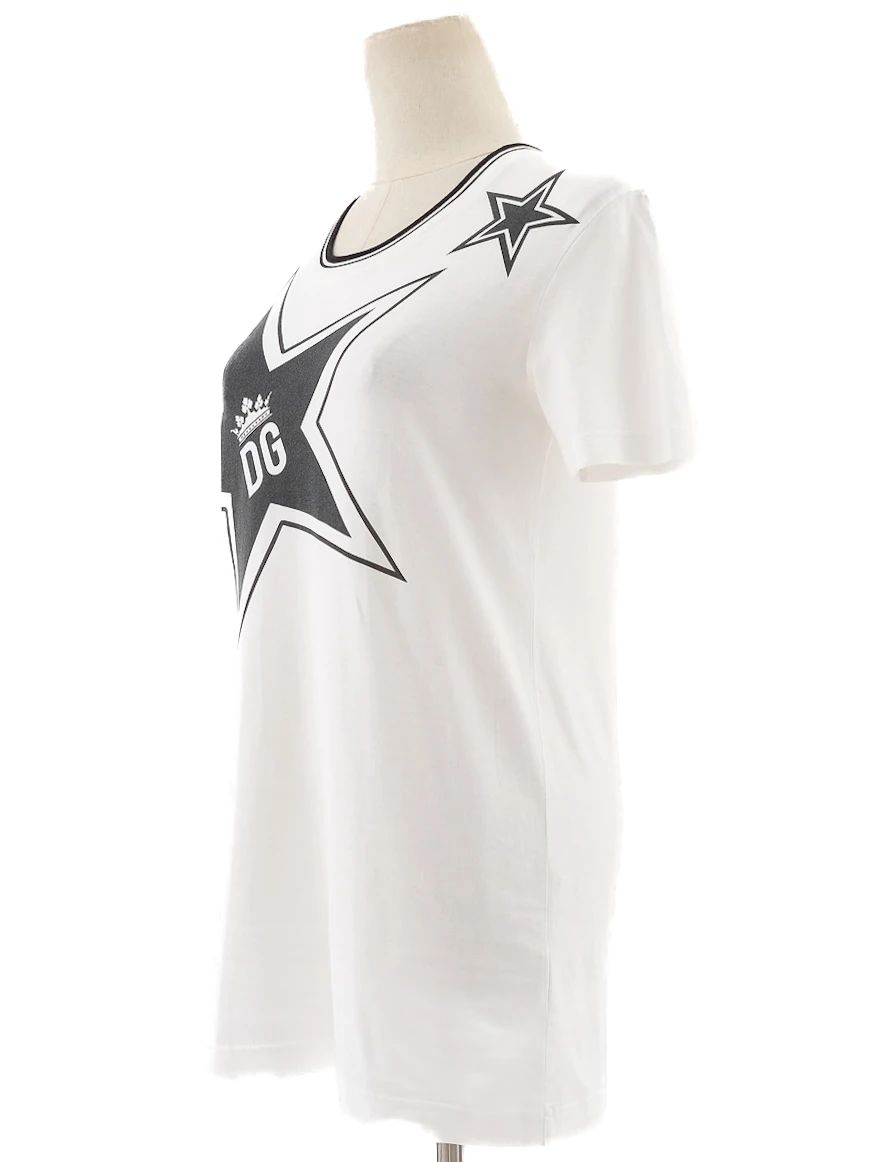 Excellent Dolce Gabbana White Cotton T-Shirt Size XS with Stars Design
