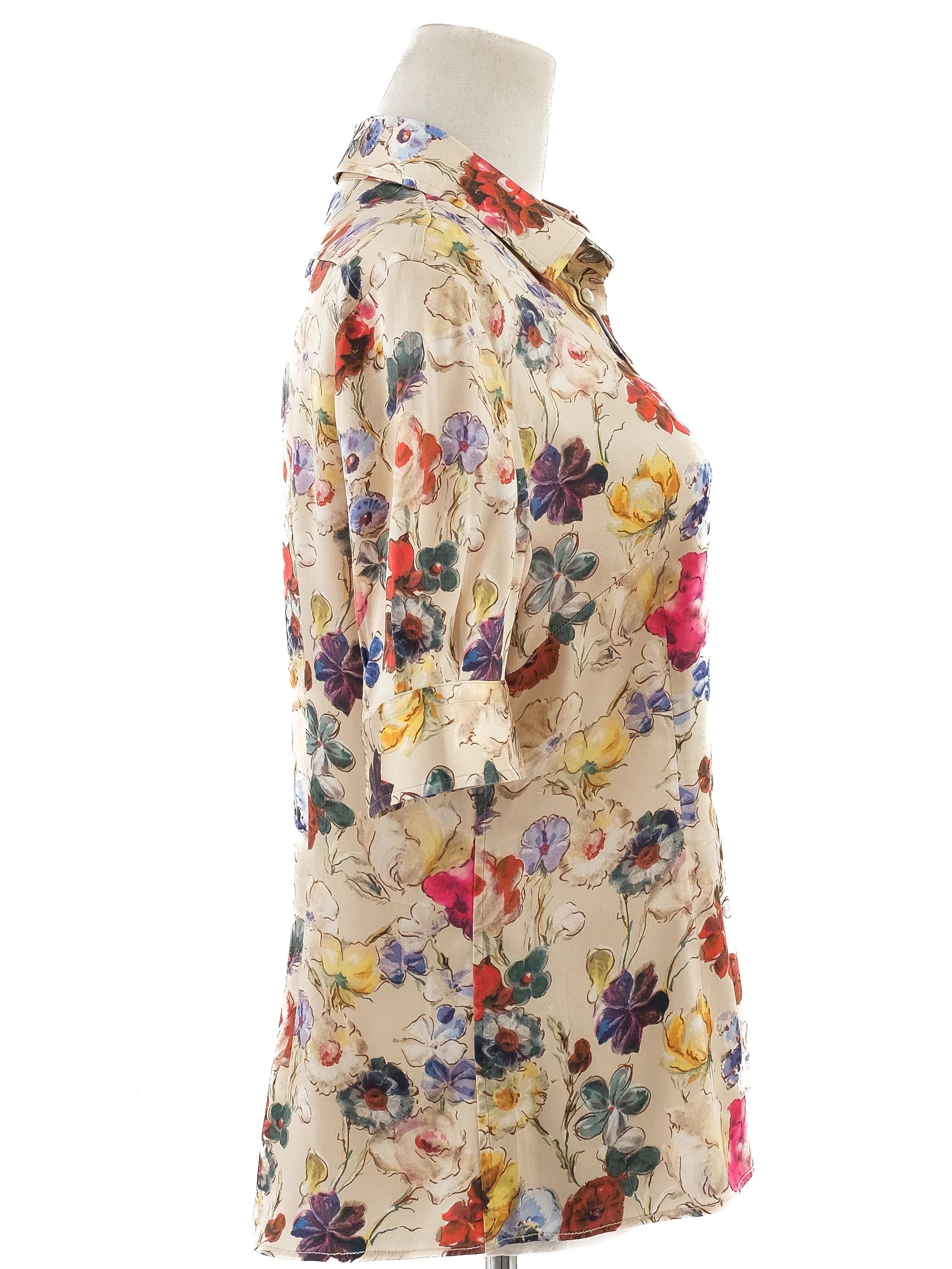 Excellent Dolce Gabbana Silk Floral Blouse Combined Color Women