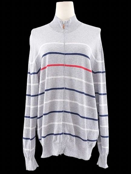 Excellent Brunello Cucinelli Gray Cotton Stripe Sweater Size XL