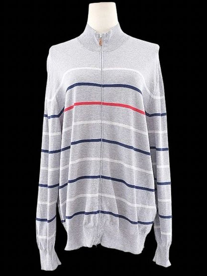 Excellent Brunello Cucinelli Gray Cotton Stripe Sweater Size XL