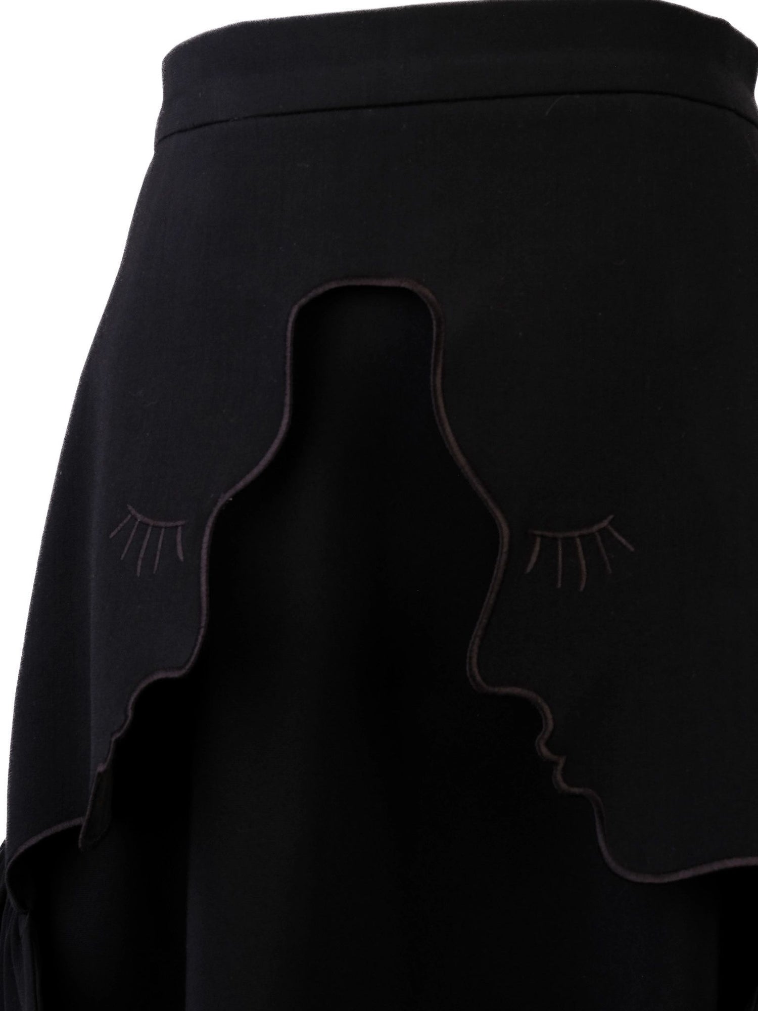 Vivetta Black Cotton Skirt with Unique Face Applique Design
