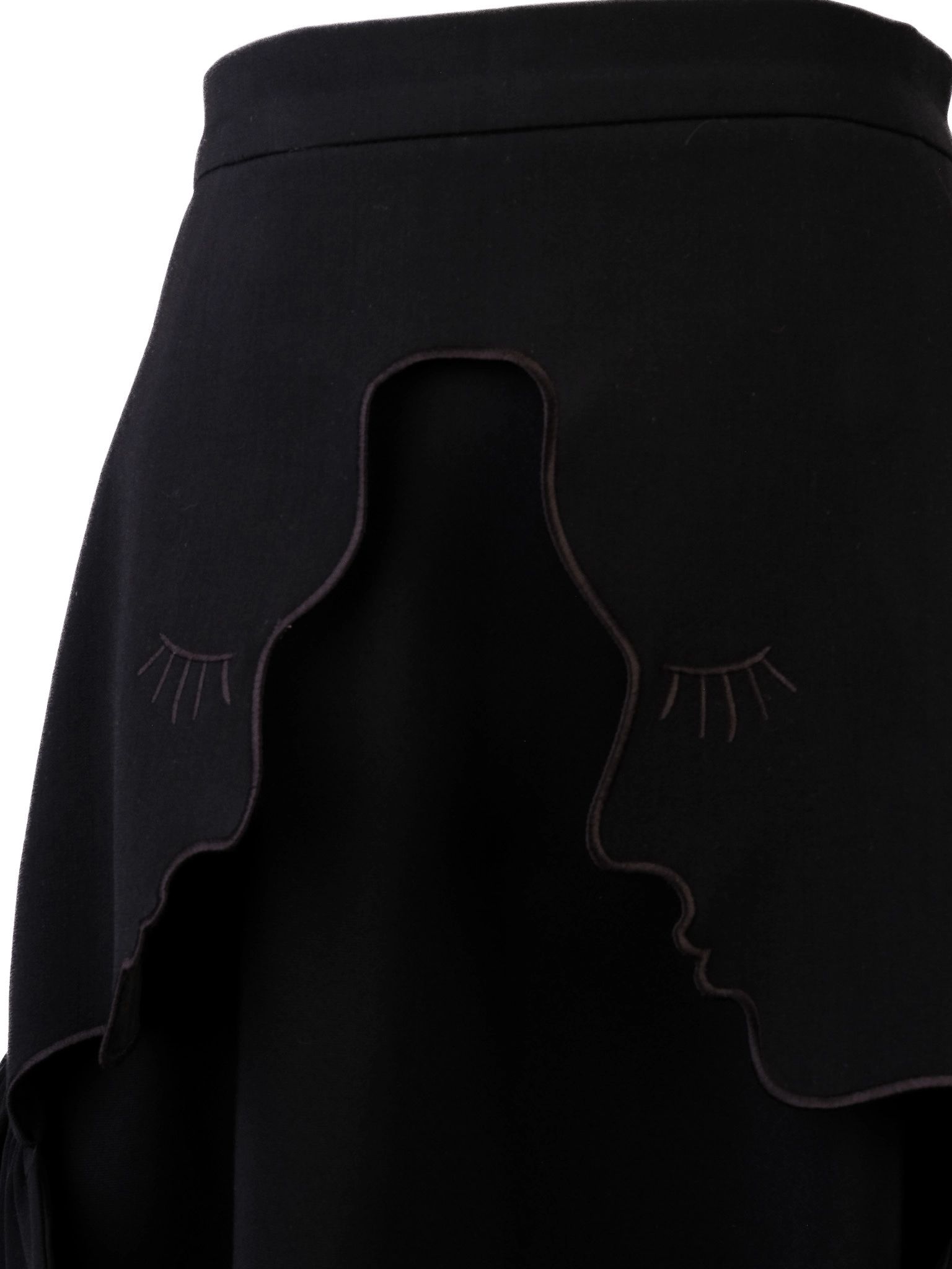Vivetta Black Cotton Skirt with Unique Face Applique Design