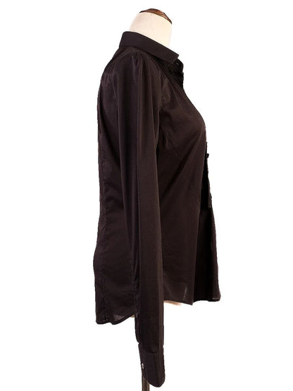 Excellent Neil Barrett Black Cotton Blouse Size M with Ruffle Details