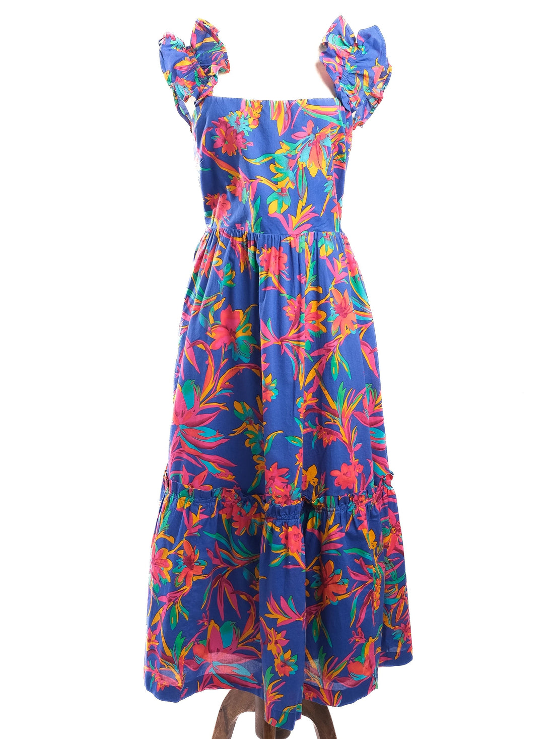 Excellent J. Crew Floral Dress Multi-Color Size M Cotton Natural