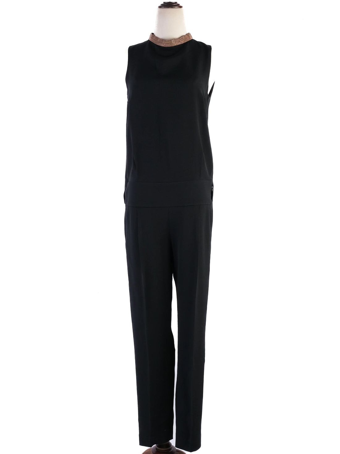 Excellent Brunello Cucinelli Black Silk Jumpsuit Size S